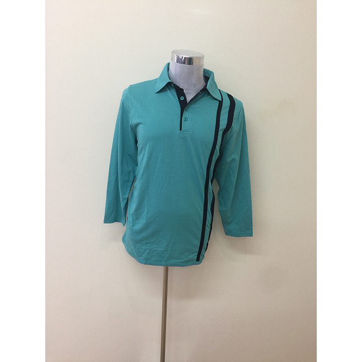 Petal Back Mens Long Sleeve Polo Shirt Green